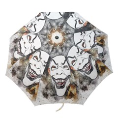 Mask Party Art Abstract Watercolor Folding Umbrellas by Celenk