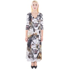 Mask Party Art Abstract Watercolor Quarter Sleeve Wrap Maxi Dress