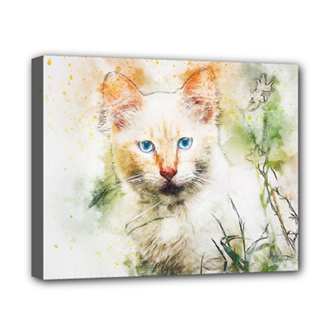 Cat Animal Art Abstract Watercolor Canvas 10  X 8  by Celenk