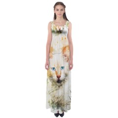 Cat Animal Art Abstract Watercolor Empire Waist Maxi Dress by Celenk