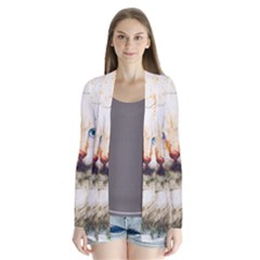 Cat Animal Art Abstract Watercolor Drape Collar Cardigan by Celenk