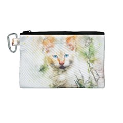 Cat Animal Art Abstract Watercolor Canvas Cosmetic Bag (medium)