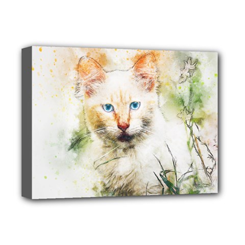 Cat Animal Art Abstract Watercolor Deluxe Canvas 16  X 12   by Celenk