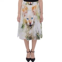 Cat Animal Art Abstract Watercolor Folding Skater Skirt