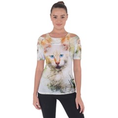 Cat Animal Art Abstract Watercolor Short Sleeve Top