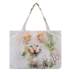 Cat Animal Art Abstract Watercolor Medium Tote Bag by Celenk