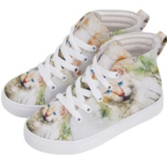 Cat Animal Art Abstract Watercolor Kid s Hi-top Skate Sneakers by Celenk