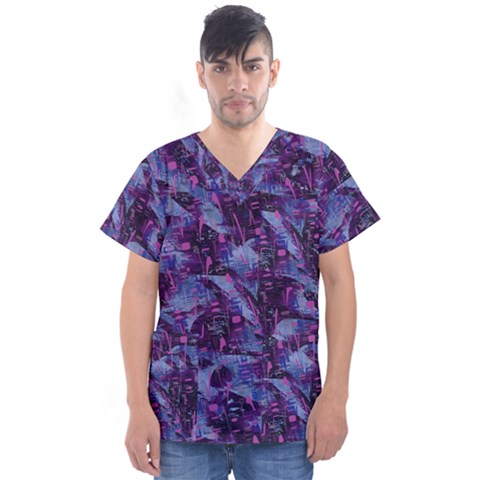 Techno Grunge Punk Men s V-neck Scrub Top by KirstenStar