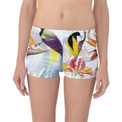 Exotic Birds Of Paradise And Flowers Watercolor Reversible Boyleg Bikini Bottoms by TKKdesignsCo