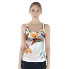 Exotic Birds Of Paradise And Flowers Watercolor Racer Back Sports Top by TKKdesignsCo