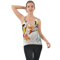 Exotic Birds Of Paradise And Flowers Watercolor Cami