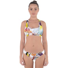 Exotic Birds Of Paradise And Flowers Watercolor Cross Back Hipster Bikini Set by TKKdesignsCo