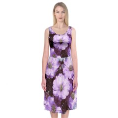 Flowers Purple Nature Art Abstract Midi Sleeveless Dress by Celenk