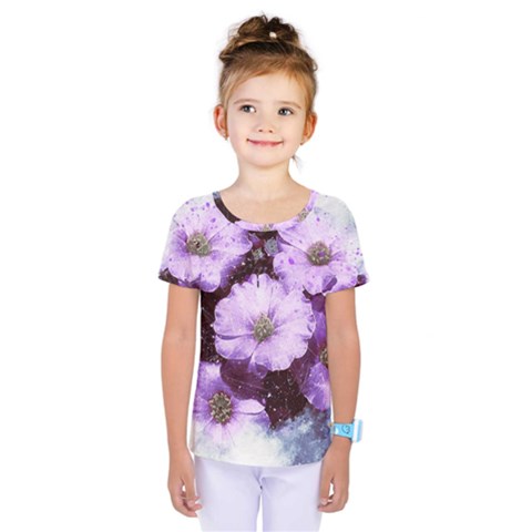 Flowers Purple Nature Art Abstract Kids  One Piece Tee by Celenk