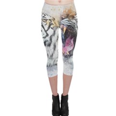 Tiger Roar Animal Art Abstract Capri Leggings  by Celenk