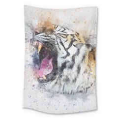 Tiger Roar Animal Art Abstract Large Tapestry by Celenk