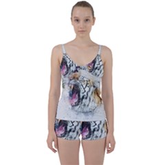 Tiger Roar Animal Art Abstract Tie Front Two Piece Tankini by Celenk