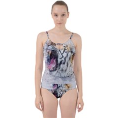 Tiger Roar Animal Art Abstract Cut Out Top Tankini Set by Celenk