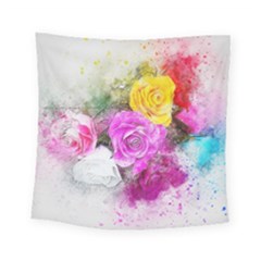 Flowers Bouquet Art Abstract Square Tapestry (small) by Celenk