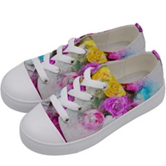 Flowers Bouquet Art Abstract Kids  Low Top Canvas Sneakers