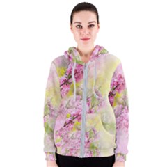 Flowers Pink Art Abstract Nature Women s Zipper Hoodie