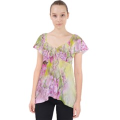 Flowers Pink Art Abstract Nature Lace Front Dolly Top