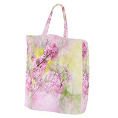 Flowers Pink Art Abstract Nature Giant Grocery Zipper Tote