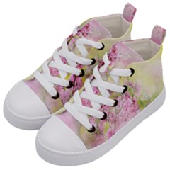 Flowers Pink Art Abstract Nature Kid s Mid-top Canvas Sneakers