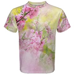 Flowers Pink Art Abstract Nature Men s Cotton Tee by Celenk