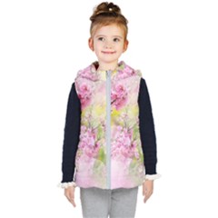 Flowers Pink Art Abstract Nature Kid s Puffer Vest by Celenk