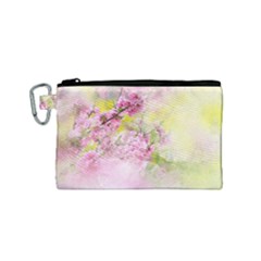 Flowers Pink Art Abstract Nature Canvas Cosmetic Bag (small)