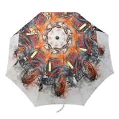 Car Old Car Art Abstract Folding Umbrellas by Celenk