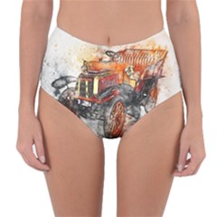 Car Old Car Art Abstract Reversible High-waist Bikini Bottoms by Celenk