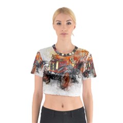 Car Old Car Art Abstract Cotton Crop Top