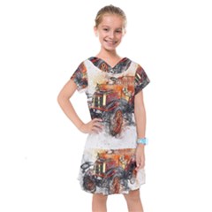 Car Old Car Art Abstract Kids  Drop Waist Dress