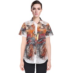 Car Old Car Art Abstract Women s Short Sleeve Shirt