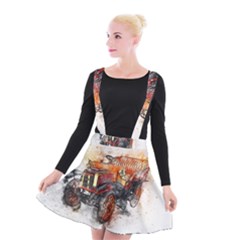 Car Old Car Art Abstract Suspender Skater Skirt by Celenk