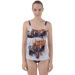 Car Old Car Art Abstract Twist Front Tankini Set by Celenk