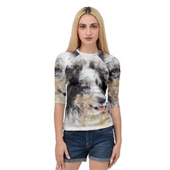 Dog Shetland Pet Art Abstract Quarter Sleeve Raglan Tee