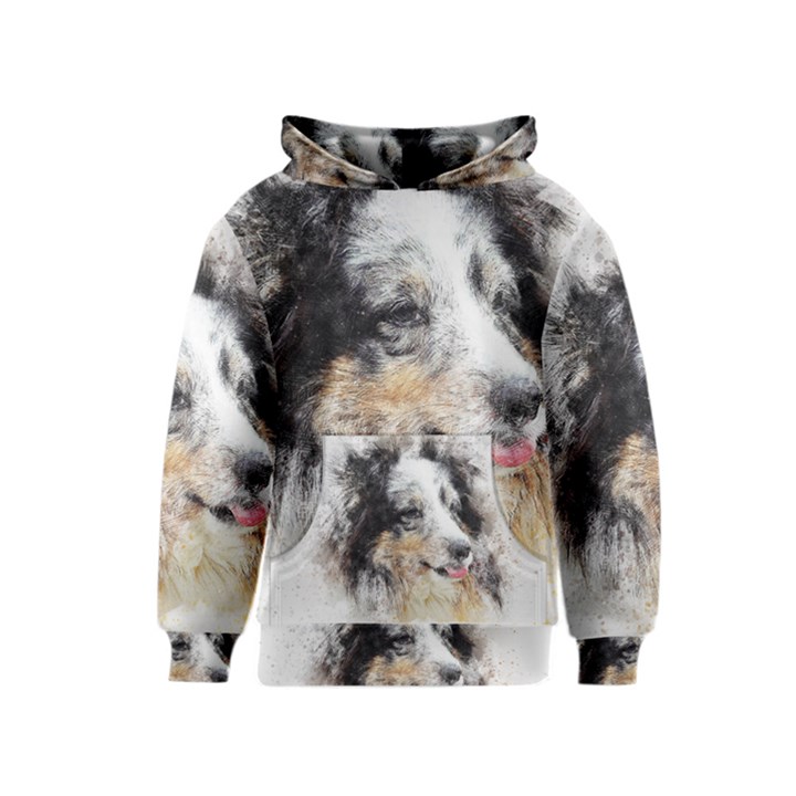 Dog Shetland Pet Art Abstract Kids  Pullover Hoodie