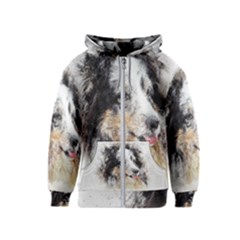 Dog Shetland Pet Art Abstract Kids  Zipper Hoodie by Celenk