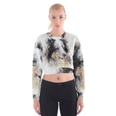 Dog Shetland Pet Art Abstract Cropped Sweatshirt by Celenk