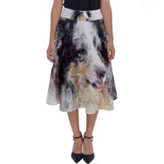 Dog Shetland Pet Art Abstract Perfect Length Midi Skirt by Celenk