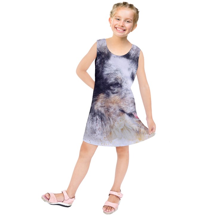 Dog Shetland Pet Art Abstract Kids  Tunic Dress