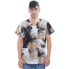 Dog Shetland Pet Art Abstract Men s V-neck Scrub Top