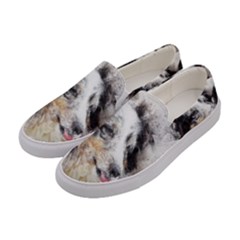 Dog Shetland Pet Art Abstract Women s Canvas Slip Ons by Celenk