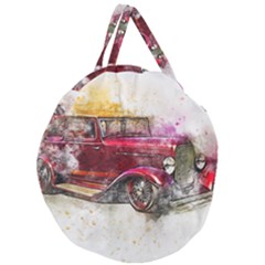 Car Old Car Art Abstract Giant Round Zipper Tote