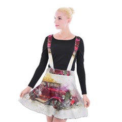 Car Old Car Art Abstract Suspender Skater Skirt by Celenk