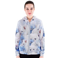 Dog Cats Pet Art Abstract Women s Zipper Hoodie by Celenk