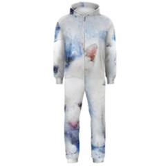 Dog Cats Pet Art Abstract Hooded Jumpsuit (men)  by Celenk